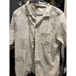 Sea Shepherd 100% Organic Cotton Dolphins/yingyang Button Up Size Medium